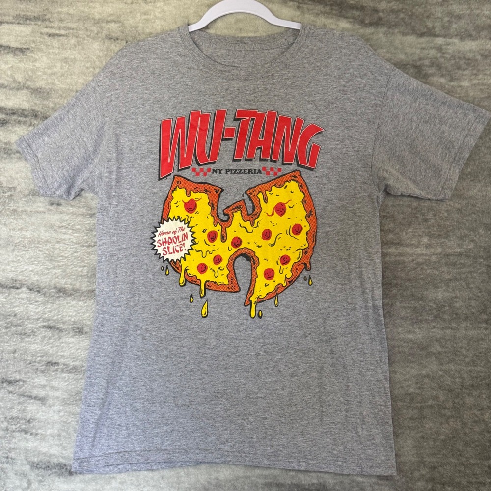 Wu-Tang Clan NY Pizzeria Shaolin Slice Pizza Graphic Tee Heather Gray Mens Small
